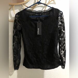 NWT Allegra K Black Lace Women's Top XS